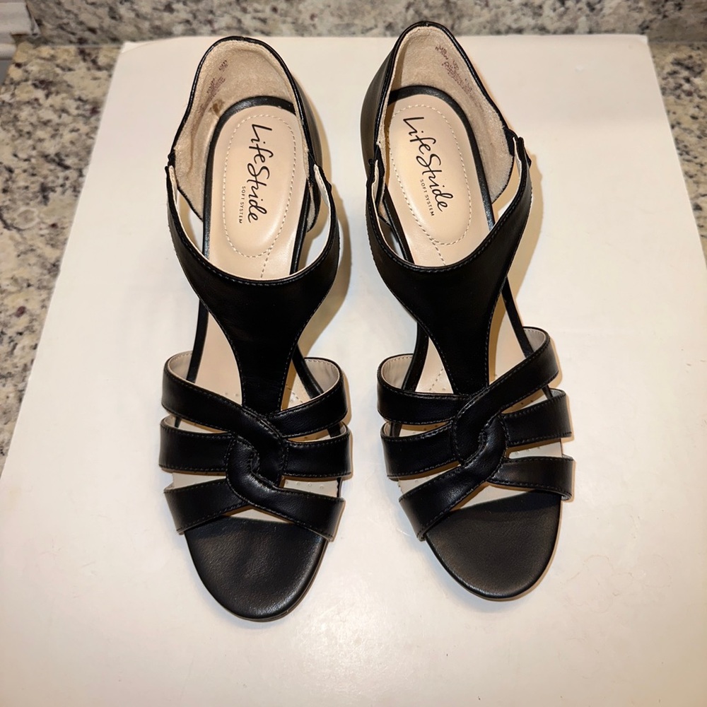 LifeStride Caramel Dress Sandals Women's Shoes, Black, Size 8.5 brand new